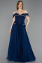 Abendkleid Lang Spitze Marineblau ABU5996
