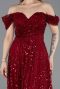 Partykleid Midi Perlenbesetzt Weinrot ABK2594