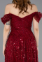 Partykleid Midi Perlenbesetzt Weinrot ABK2594