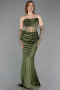 Khaki Abendkleid İm Meerjungfrau-Stil Satin Lang ABU5888