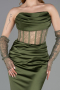 Khaki Abendkleid İm Meerjungfrau-Stil Satin Lang ABU5888