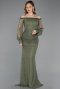 Khaki Abendkleid İm Meerjungfrau-Stil Spitze Lang ABU5890