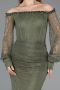 Khaki Abendkleid İm Meerjungfrau-Stil Spitze Lang ABU5890