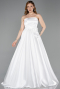 Standesamtkleid Lang Satin Weiß ABU5998