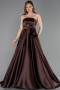 Standesamtkleid Lang Satin Braun ABU5998