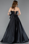 Standesamtkleid Lang Satin Schwarz ABU5998