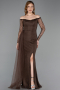 Abendkleid Lang Spitze Braun ABU5999