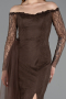 Abendkleid Lang Spitze Braun ABU5999