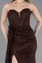 Abendkleid im Meerjungfrau-Stil Lang Spitze Braun ABU5975