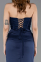 Abendkleid Lang Satin Marineblau ABU6000