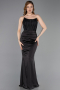 Abendkleid Lang Satin Schwarz ABU6000