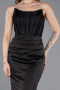 Abendkleid Lang Satin Schwarz ABU6000