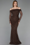 Abendkleid Lang Spitze Braun ABU6004