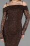 Abendkleid Lang Spitze Braun ABU6004