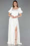Abendkleid Lang Satin Weiß ABU6005