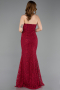Kirschrot Abendkleid Spitze Lang ABU5734