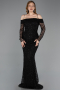 Abendkleid Lang Spitze Schwarz ABU6004