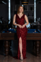 Weinrot Abendkleid Lang ABU5281