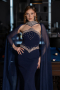 Marineblau Abendkleid İm Meerjungfrau-Stil Lang ABU5866