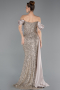 Beige Abendkleid Schuppig Lang ABU4085