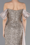 Beige Abendkleid Schuppig Lang ABU4085