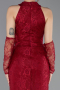Weinrot Abendkleid İm Meerjungfrau-Stil Spitze Lang ABU5598