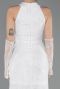 Weiß Abendkleid İm Meerjungfrau-Stil Spitze Lang ABU5598