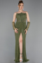 Khaki Standesamtkleid Spitze Lang ABU5736