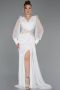 Standesamtkleid Lang Spitze Weiß ABU6016