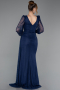 Standesamtkleid Lang Spitze Marineblau ABU6016