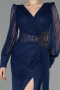 Standesamtkleid Lang Spitze Marineblau ABU6016