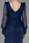Standesamtkleid Lang Spitze Marineblau ABU6016