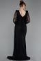 Standesamtkleid Lang Spitze Schwarz ABU6016