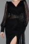 Standesamtkleid Lang Spitze Schwarz ABU6016
