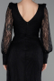 Standesamtkleid Lang Spitze Schwarz ABU6016