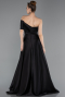 Abendkleid Lang Satin Schwarz ABU6019