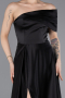 Abendkleid Lang Satin Schwarz ABU6019