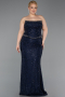 Abendkleid in Übergröße Lang Spitze Marineblau ABU5994