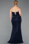 Abendkleid in Übergröße Lang Spitze Marineblau ABU5994