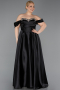 Abendkleid in Übergröße Lang Satin Schwarz ABU5726
