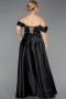 Abendkleid in Übergröße Lang Satin Schwarz ABU5726