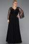 Schwarz Abendkleid İn Übergröße Chiffon Lang ABU5875