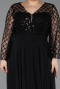 Schwarz Abendkleid İn Übergröße Chiffon Lang ABU5875