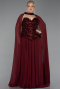 Abendkleid in Übergröße Lang Chiffon Weinrot ABU5940