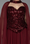 Abendkleid in Übergröße Lang Chiffon Weinrot ABU5940