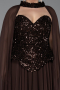 Abendkleid in Übergröße Lang Chiffon Braun ABU5940