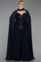 Abendkleid in Übergröße Lang Chiffon Marineblau ABU5940