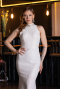 Abendkleid Lang Spitze Weiß ABU5987