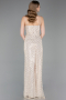 Abendkleid Lang Schuppig Beige ABU6039