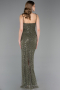 Abendkleid Lang Schuppig Khaki ABU6039